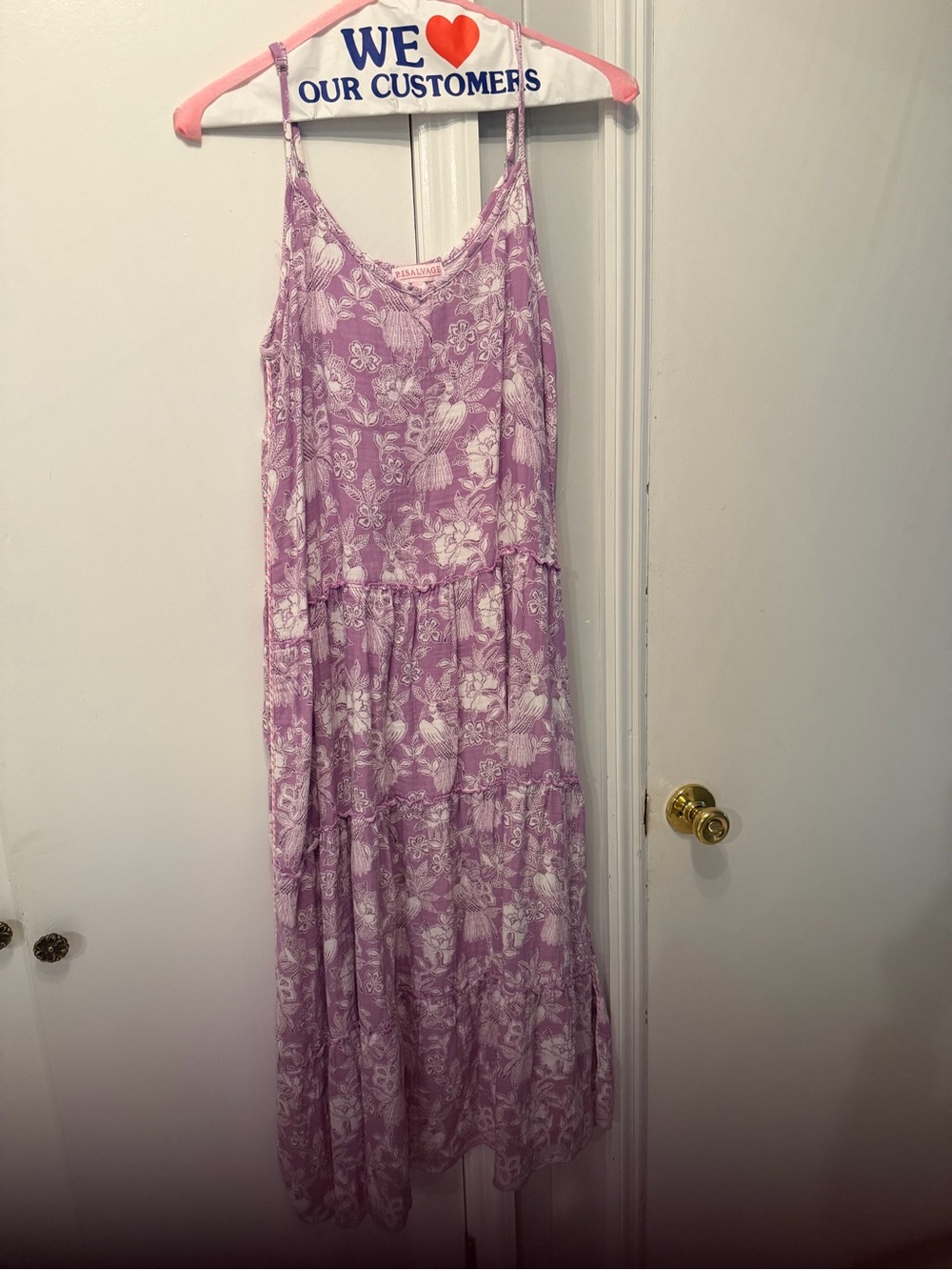 PJ Salvage Lavender Floral Maxi Dress with White Print